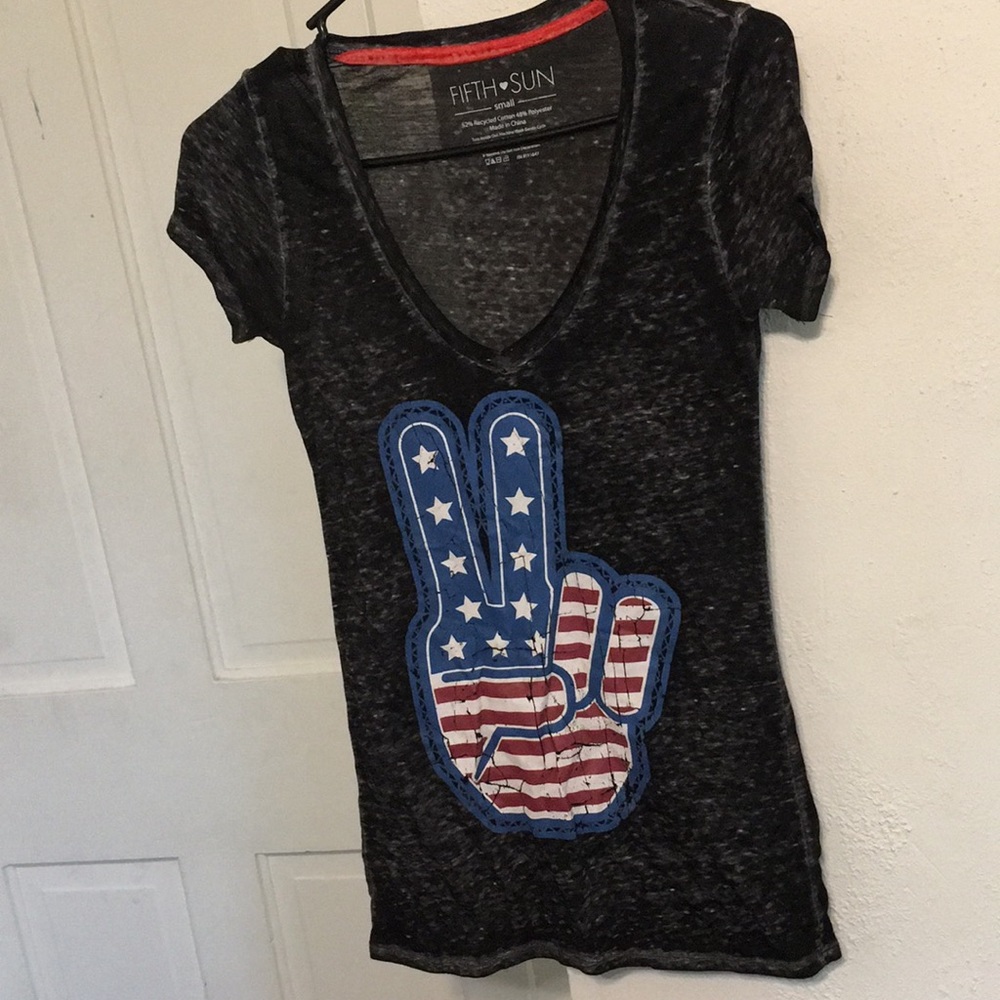 Red white and blue V Neck